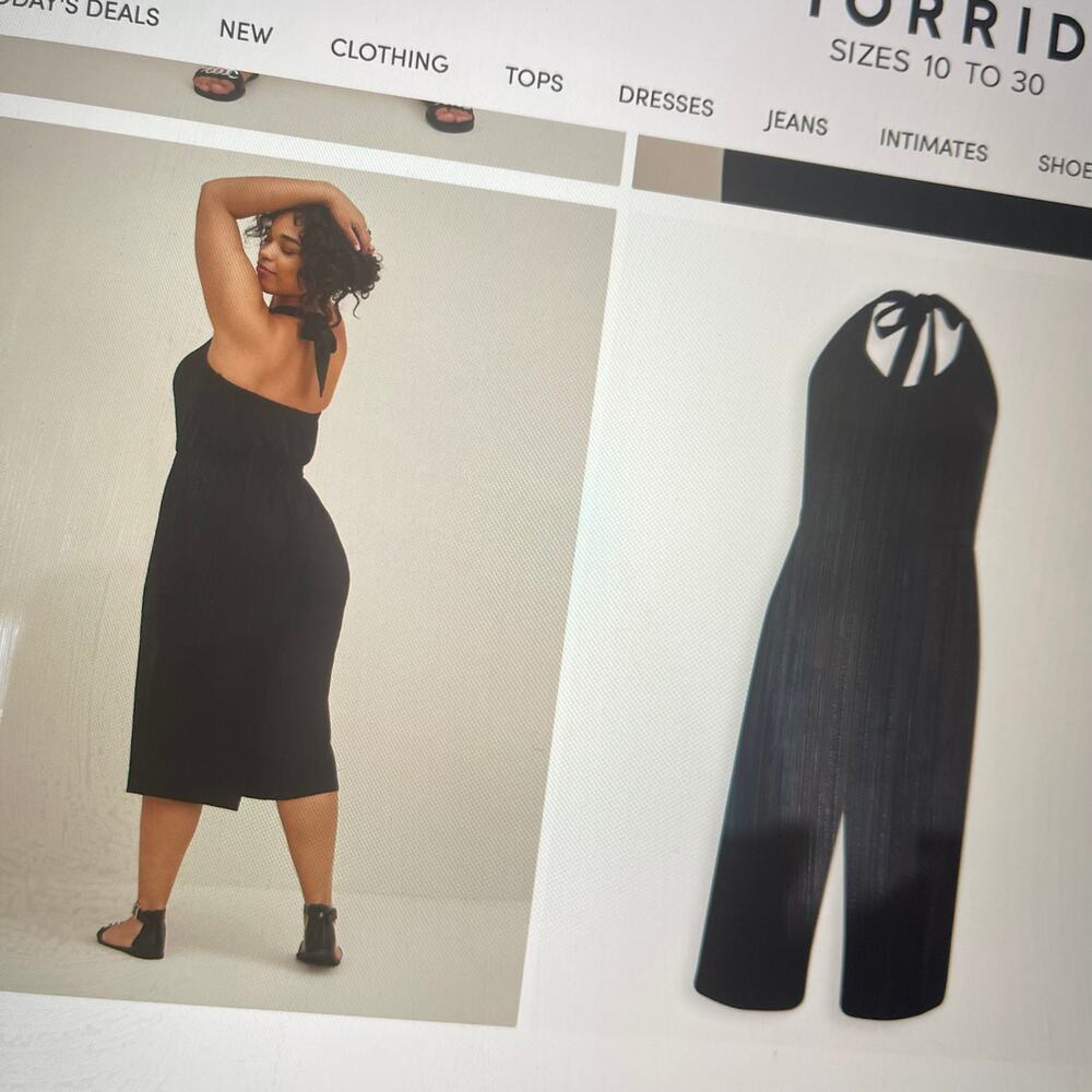 Torrid Womens 3X Halter Jumpsuit Black Super Soft Casual Wide Leg - Picture 3 of 11